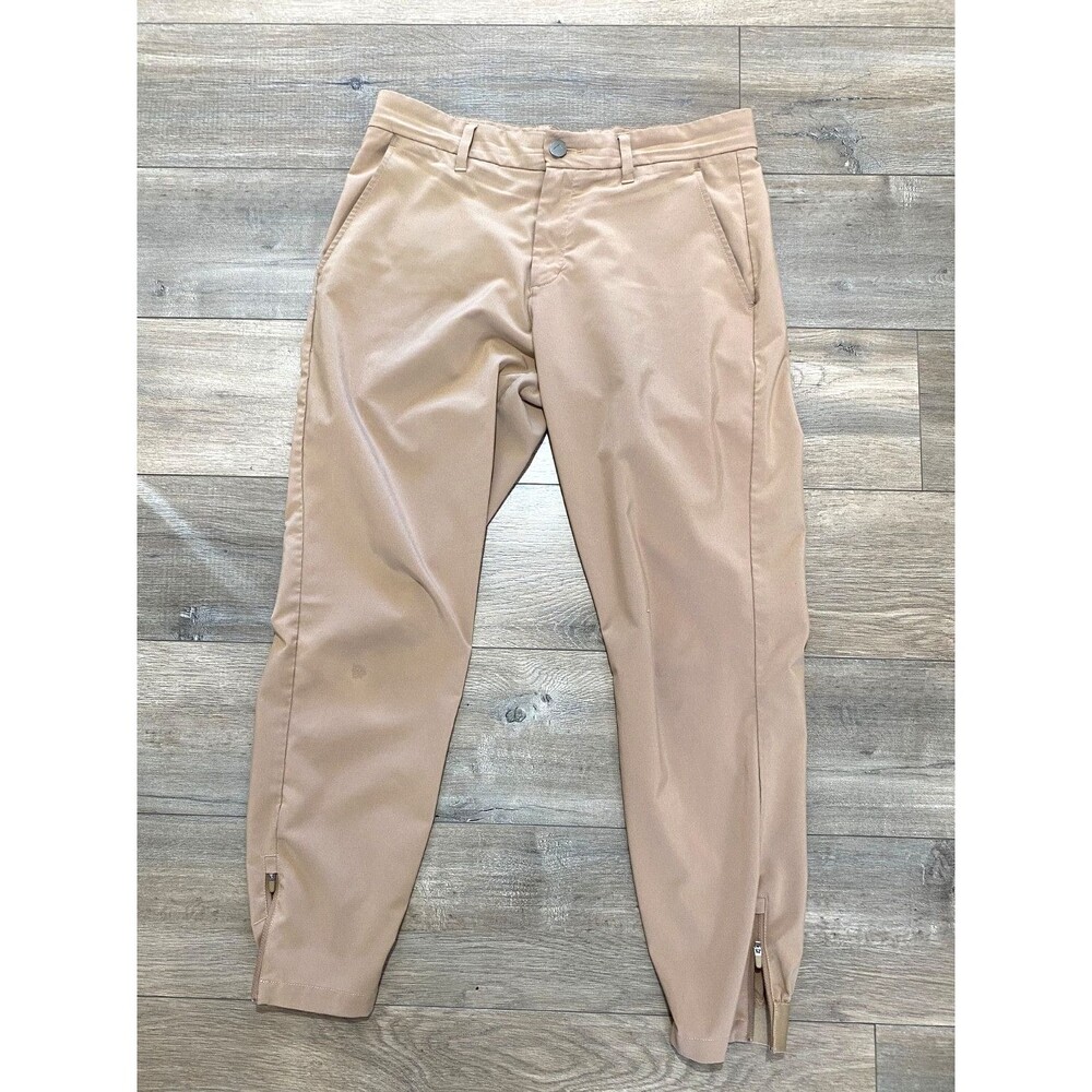 PRIMO Zip Ankle Jogger Chino Mens 30S 30X28 Tan Stretch Casual Golf Pants